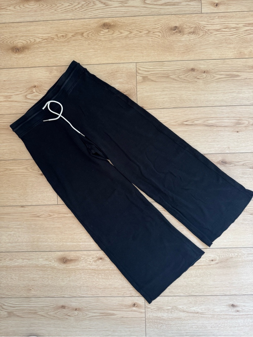 mate the label black wide leg waffle knit pants size small - Picture 2 of 5
